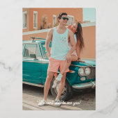 Sonnenuntergang Palmenbaum Wasserfarbe Save the Da Folieneinladung (Rückseite)