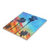 Sonnenuntergang Palmenbäume Strandsurfart Fliese (Seite)