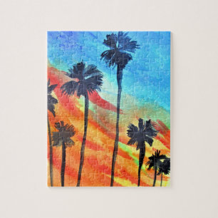 Sonnenuntergang Palmenstrand Surf Art Puzzle