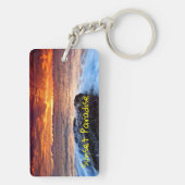 Sonnenuntergang-Paradies-Insel-Strand Schlüsselanhänger (Rückseite)