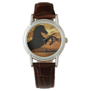 Sonnenuntergang Pferderennbahn Armbanduhr
