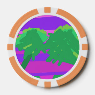 Sonnenuntergang Pink Lila Grüne Baum Pokerchips