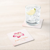 Sonnenuntergang Plumeria Pink Wassercolor Hochzeit Rechteckiger Pappuntersetzer (Vor Ort)