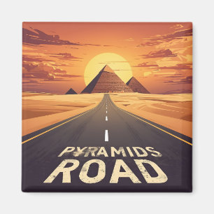 Sonnenuntergang Pyramiden Straße Ägypten Reise Kun Magnet