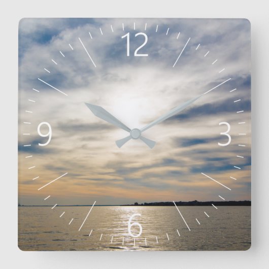 Sonnenuntergang Quadratische Wanduhr (Vorderseite)