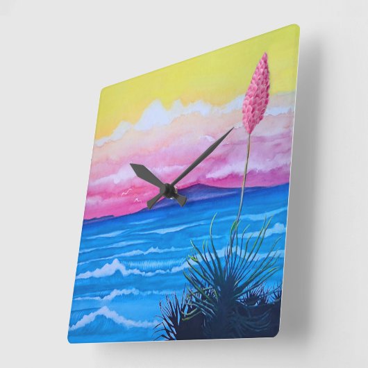 Sonnenuntergang Quadratische Wanduhr (Winkel)