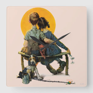 Sonnenuntergang Quadratische Wanduhr