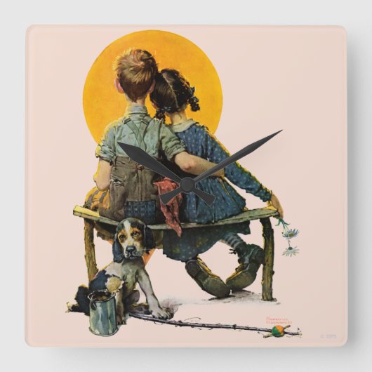 Sonnenuntergang Quadratische Wanduhr (Vorderseite)