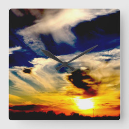 Sonnenuntergang Quadratische Wanduhr