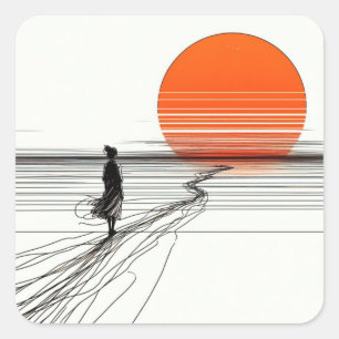 Sonnenuntergang Quadratischer Aufkleber