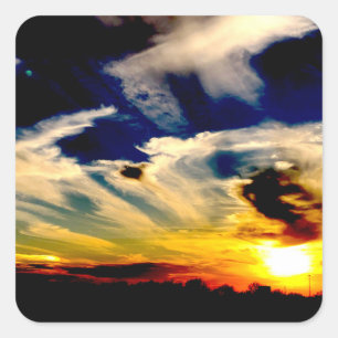 Sonnenuntergang Quadratischer Aufkleber