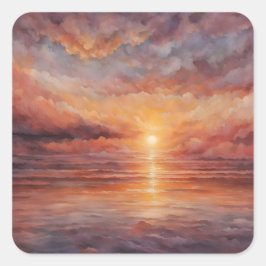 Sonnenuntergang Quadratischer Aufkleber