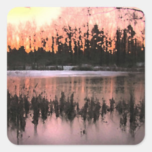 Sonnenuntergang Quadratischer Aufkleber