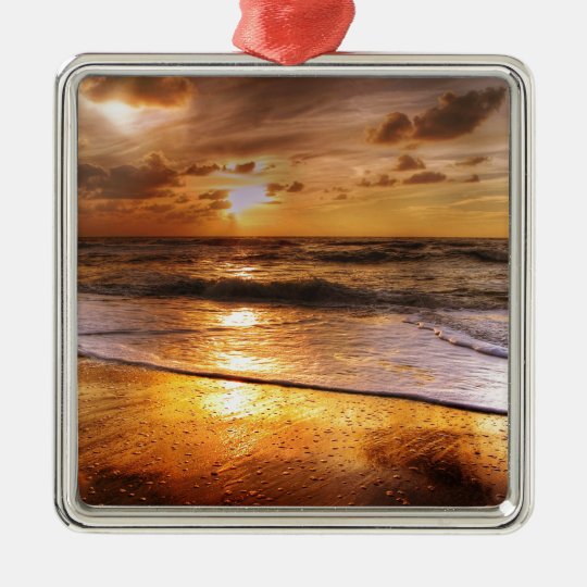 Sonnenuntergang Quadratisches Silberfarbenes Ornament