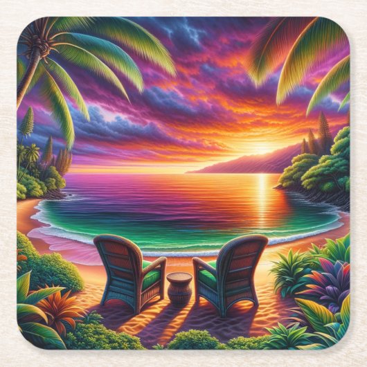 Sonnenuntergang Rechteckiger Pappuntersetzer (Vorderseite)