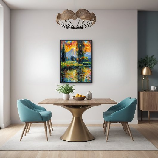 Sonnenuntergang Reflektion Lebhafte Landschaft Imp Poster