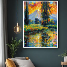 Sonnenuntergang Reflektion Lebhafte Landschaft Imp Poster