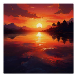Sonnenuntergang Reflektion über ruhiges Wasser - w Poster