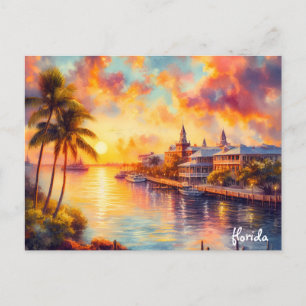 Sonnenuntergang Reisen Vintage Tasten florida Post Postkarte