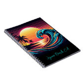 Sonnenuntergang Retro Surf Wave - Notebook Notizblock (Rechte Seite)