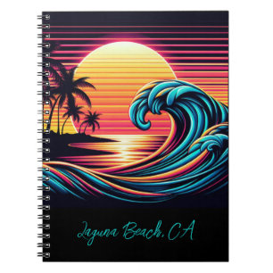 Sonnenuntergang Retro Surf Wave- Notizbuch Notizblock