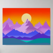 Sonnenuntergang Rocky Mountain Landschaft Illustra Poster (Vorne)