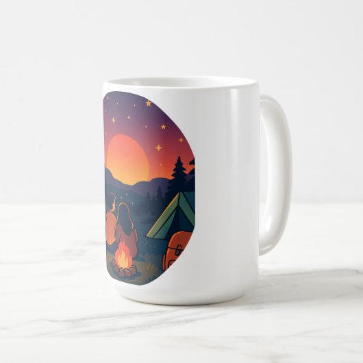 Sonnenuntergang: Romantische Camping Campfire Tass Kaffeetasse (VorderseiteRechts)