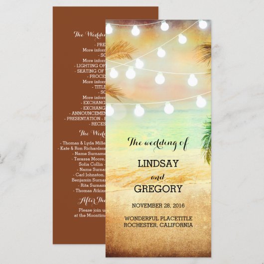 Sonnenuntergang romantische Hochzeitsprogramme Programm (Vorne/Hinten)