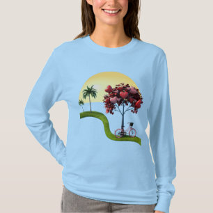 Sonnenuntergang Romantische Liebe Kunst Basic Lang T-Shirt