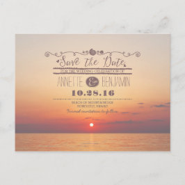 Sonnenuntergang romantischer Strand Save the Date Ankündigungspostkarte