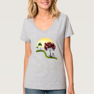 Sonnenuntergang Romantisches Basic V-Ausschnitt T- T-Shirt