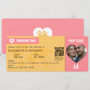 Sonnenuntergang Rosa & Goldenrod Bordkarte Hochzei Einladung