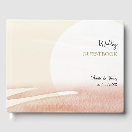 Sonnenuntergang Rosa Korallenrot Wasserfarbe Abstr Gästebuch