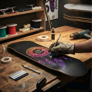 Sonnenuntergang Rosa & Lila Boho Traumfänger Benut Skateboard