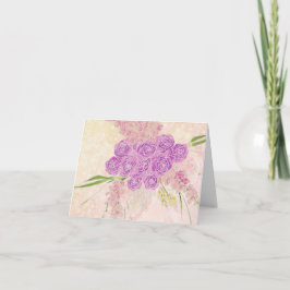Sonnenuntergang rosa Pfirsich-Schleife und Bouquet Dankeskarte
