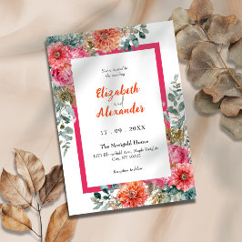 Sonnenuntergang Rosa und Orangefarbene Hochzeit Einladung