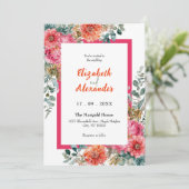 Sonnenuntergang Rosa und Orangefarbene Hochzeit Einladung (Stehend Vorderseite)