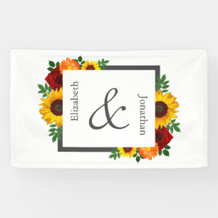 Sonnenuntergang Rose Blumenblume Hochzeit Banner