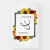 Sonnenuntergang Rose Blumenblume Hochzeit Banner (Vertikal)