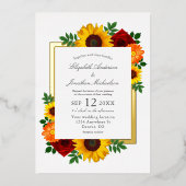 Sonnenuntergang Rose Blumenblume Hochzeit Folieneinladung (Vorderseite)