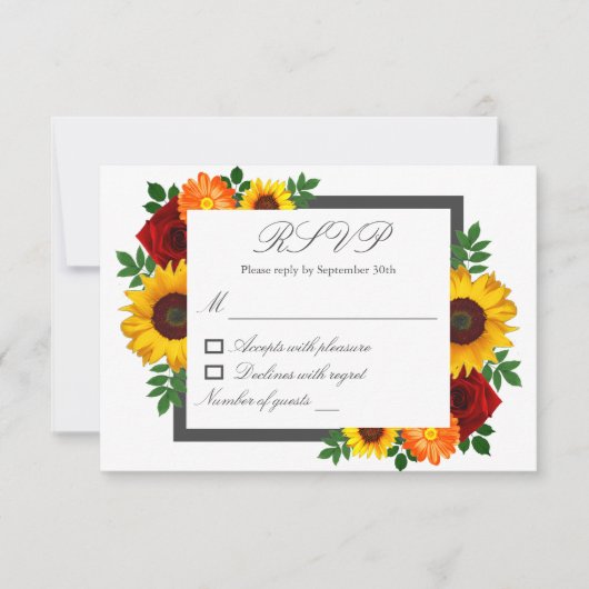 Sonnenuntergang Rose Blumenblume Hochzeit RSVP Karte (Vorderseite)