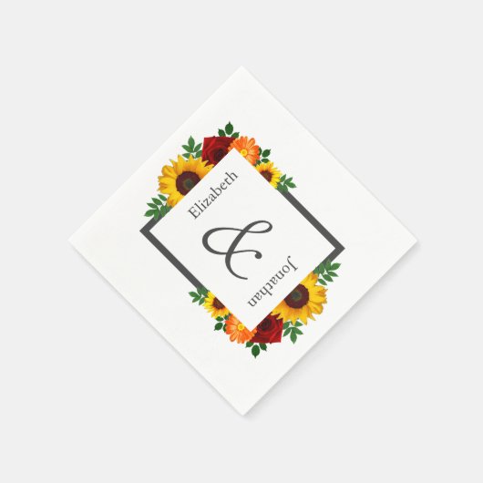 Sonnenuntergang Rose Blumenblume Hochzeit Serviette (Ecke)