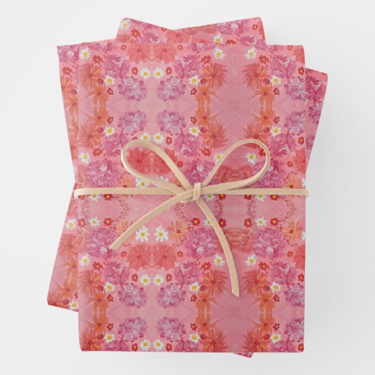 Sonnenuntergang Rose Blumenwackelpapier Geschenkpapier Set (Beispiel)