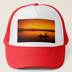 Sonnenuntergang, Ruderboot Silhouette-16497 Truckerkappe
