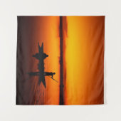 Sonnenuntergang, Ruderboot Silhouette-16497 Wandteppich (Vorderseite (Horizontal))