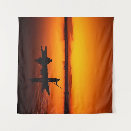 Sonnenuntergang, Ruderboot Silhouette-16497 Wandteppich (Vorderseite (Horizontal))