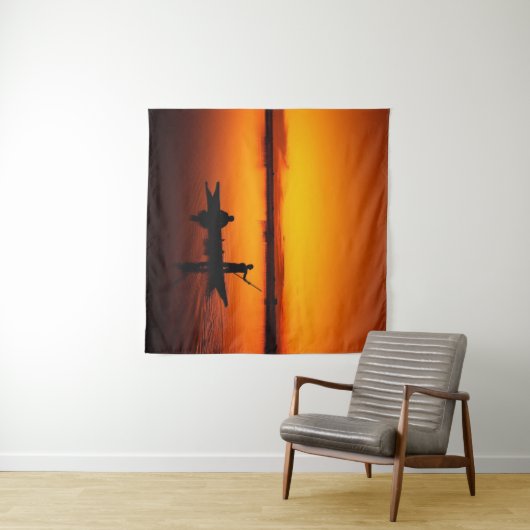 Sonnenuntergang, Ruderboot Silhouette-16497 Wandteppich (Beispiel (Horizontal))