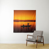 Sonnenuntergang, Ruderboot Silhouette-16497 Wandteppich (Beispiel)