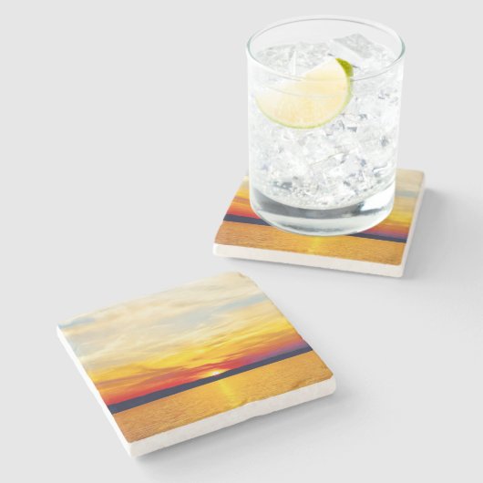 Sonnenuntergang, Ruhe, schöner Sonnenuntergang Steinuntersetzer (Seitenansicht)