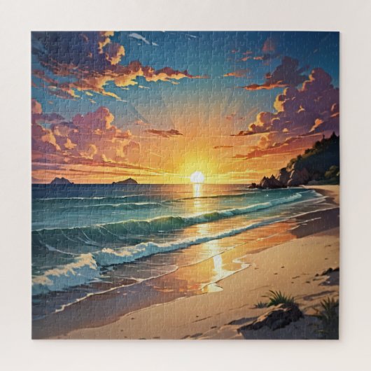 Sonnenuntergang Ruhe Strand Szene Puzzle (Vertikal)
